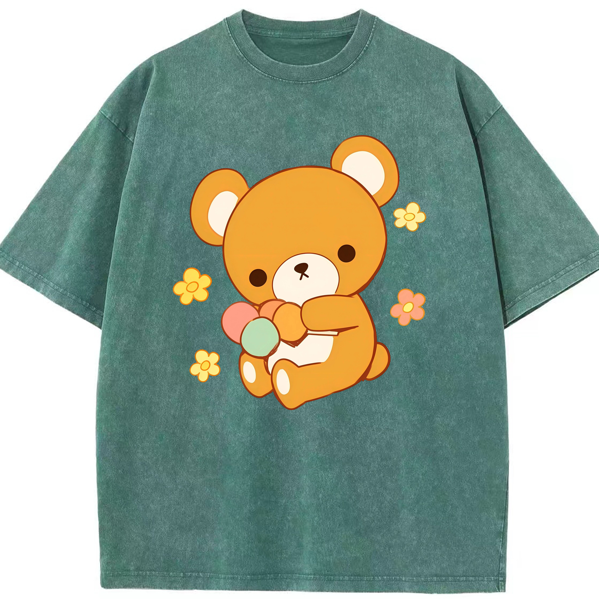 （画像用） リラックマ リラックマ キイロイトリ Rilakkuma Korilakkuma Kiiroitori 綿100% ヴィンテージ風 半袖Tシャツ（フロントプリント）